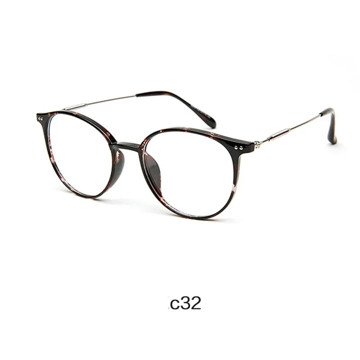 Handoer Unisex Full Rim Round Oval Alloy Acetate Eyeglasses 13819