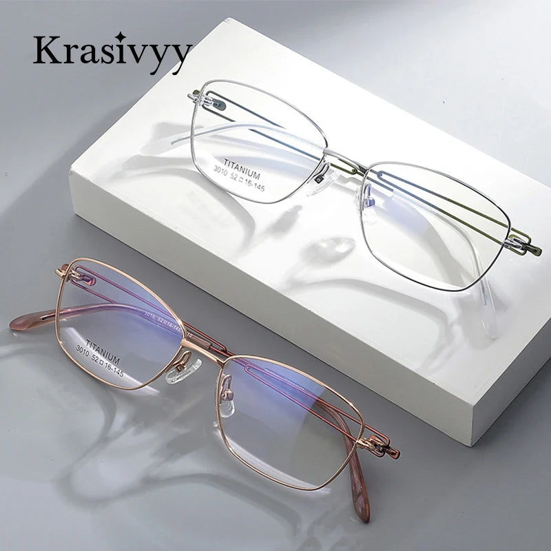 Krasivyy Women's Full Rim Oval Square Titanium Eyeglasses 443010 Full Rim Krasivyy   