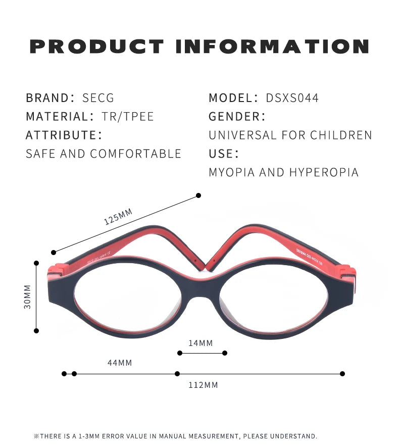 Secg Unisex Children's Full Rim Oval Silicone Tr 90 Eyeglasses 216044