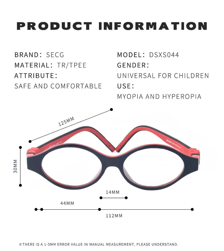 Secg Unisex Children's Full Rim Oval Silicone Tr 90 Eyeglasses 216044