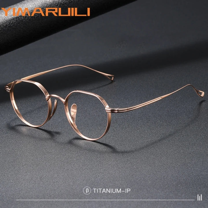 Yimaruili Unisex Full Rim Polygonal Pure Titanium Eyeglasses KMN9916 — view 1 | Yimaruili at FuzWeb