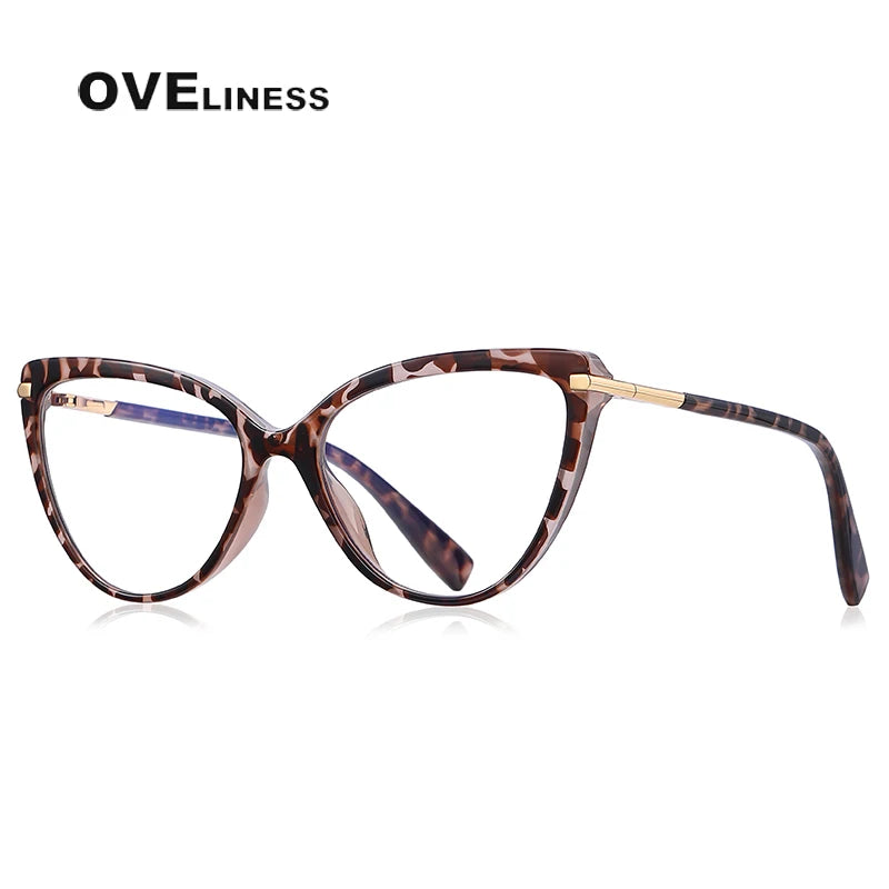 Oveliness Women's Full Rim Cat Eye Tr 90 Titanium Eyeglasses 2098 Full Rim Oveliness C2 hawksbill  