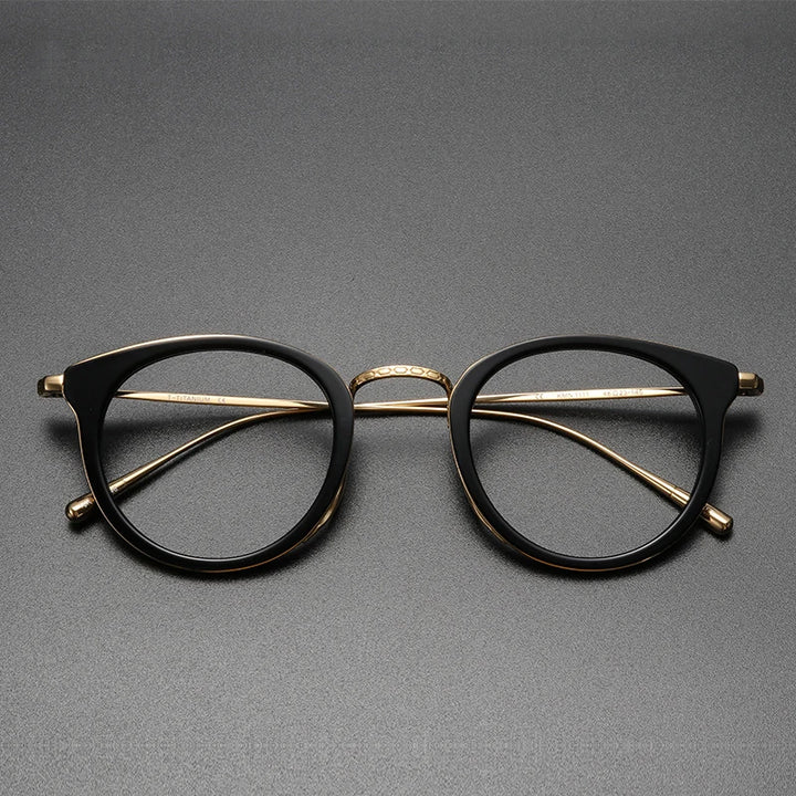 Black Mask Unisex Full Rim Titanium Acetate Round Eyeglasses Km1111 Full Rim Black Mask   