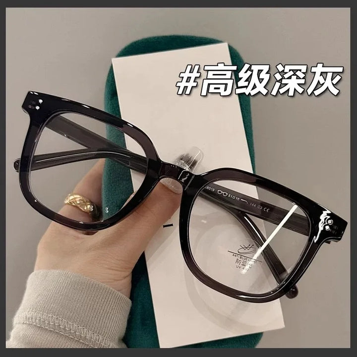 Zirosat Unisex Full Rim Big Square Tr 90 Alloy Eyeglasses 58019