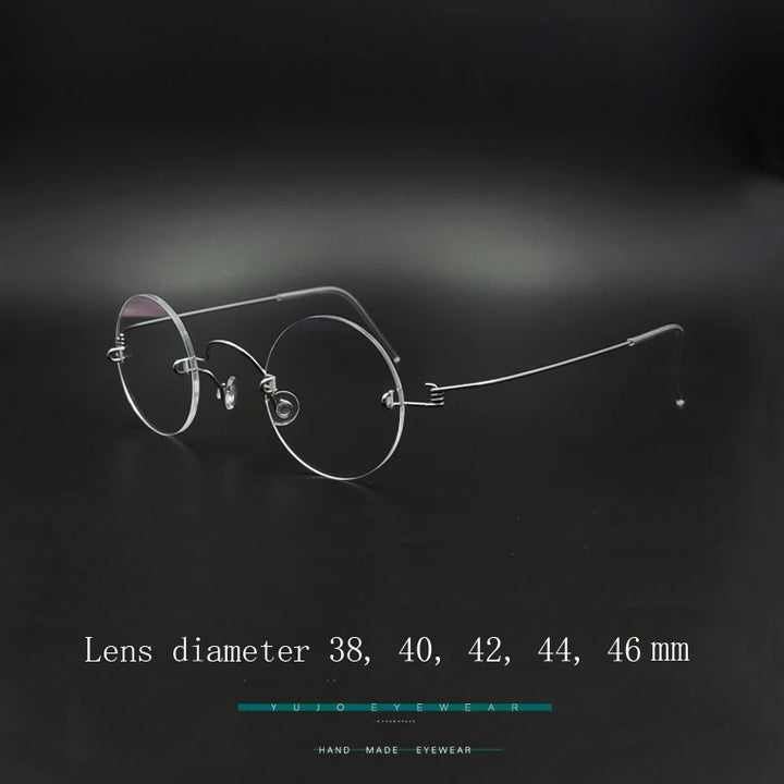 Yujo Unisex Rimless Round Stainless Steel Eyeglasses Y3840 Rimless Yujo   