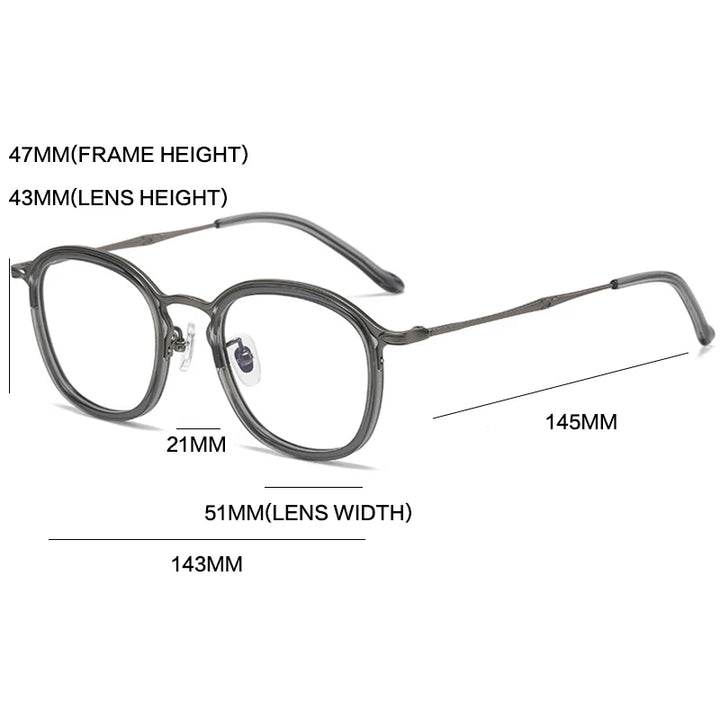 Gatenac Unisex Full Rim Square Titanium Acetate Eyeglasses GXYJ964r Full Rim Gatenac   