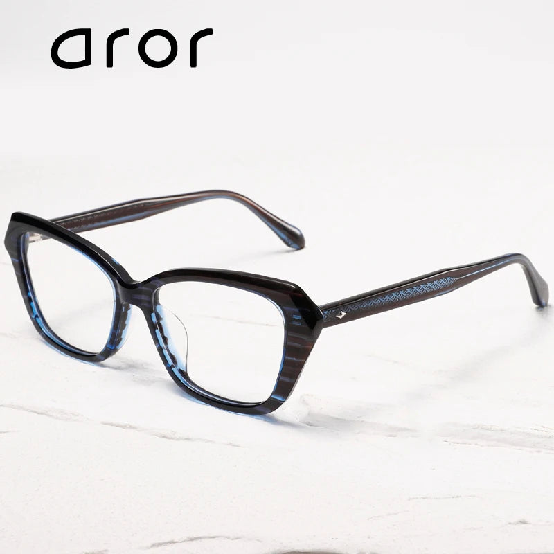 Aror Unisex Full Rim Square Cat Eye Acetate Eyeglasses 49871 Full Rim Aror