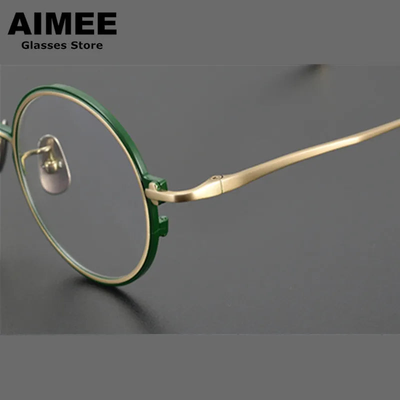 Aimee Unisex Full Rim Small Round Titanium Eyeglasses 4323 Full Rim Aimee   