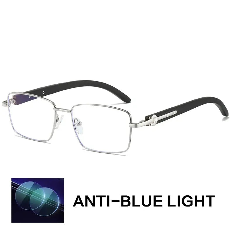 Gatenac Unisex Full Rim Square Titanium Wood Temple Eyeglasses 794006 Gatenac