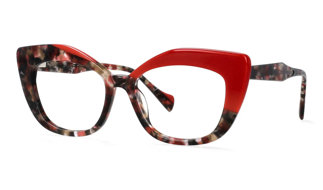 CCSpace Women's Full Rim Square Cat Eye Acetate Hyperopic Reading Glasses R56960 Reading Glasses CCspace red 0 
