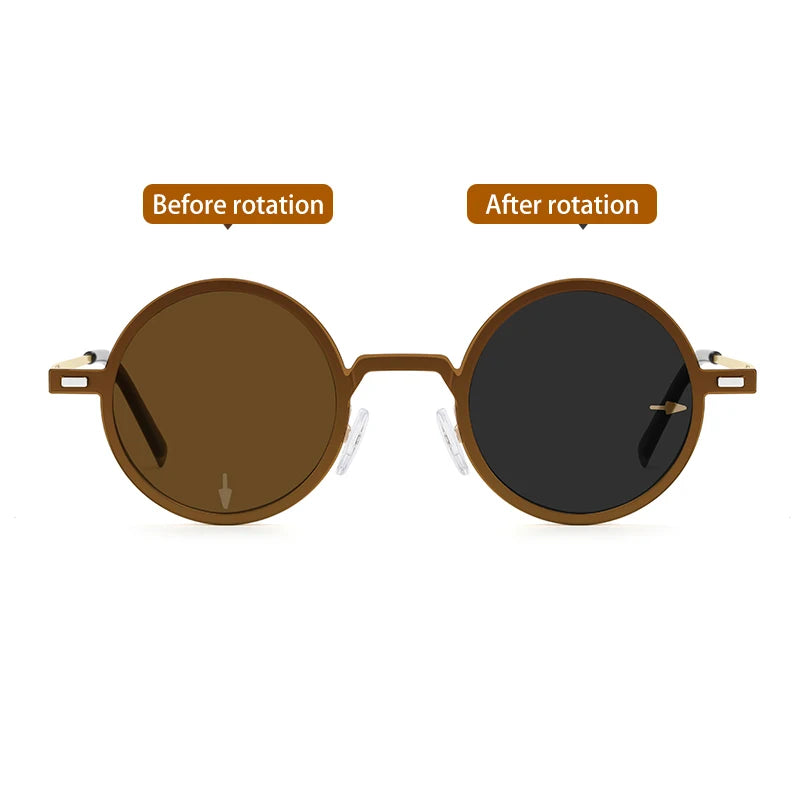 Vicky Women's Full Rim Round Steel Myopic Reading Glasses Clip On Sunglasses 520436