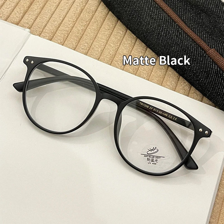 KatKani Women's Full Rim Round Tr 90 Eyeglasses 41308 Full Rim KatKani Eyeglasses Matte Black CHINA 