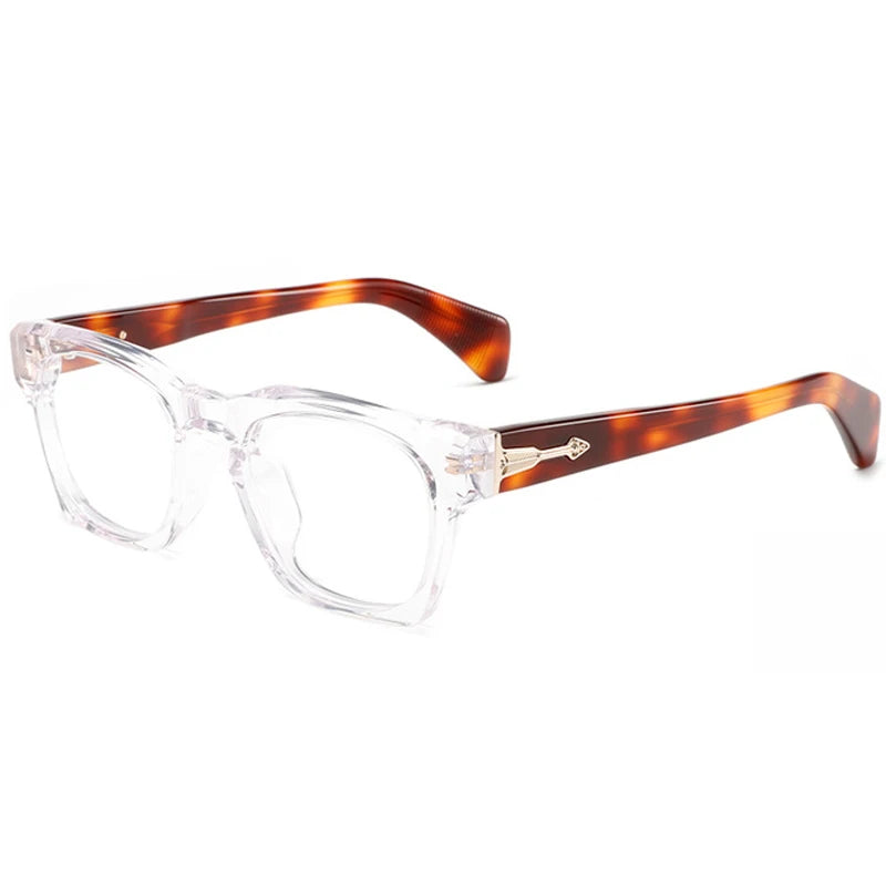 Aror Unisex Full Rim Brow Line Square Thick Acetate Eyeglasses 49305 Full Rim Aror Transparent