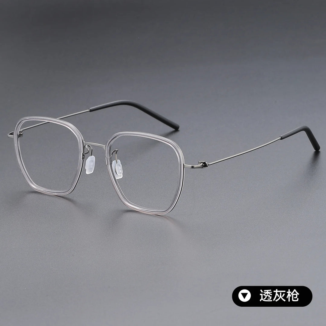 Bclear Unisex Full Rim Polygon Oval Acetate Titanium Eyeglasses 639852