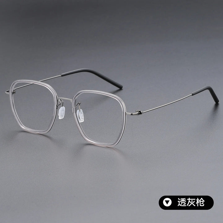 Bclear Unisex Full Rim Polygon Oval Acetate Titanium Eyeglasses 639852