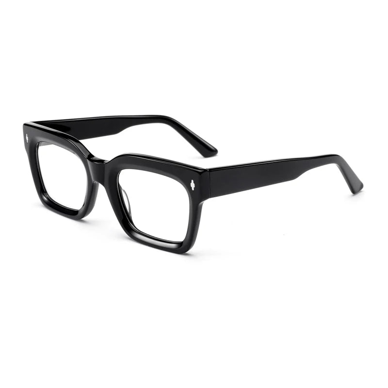 Gatenac Unisex Full Rim Square Acetate Eyeglasses gxyj-1180 Full Rim Gatenac Black  
