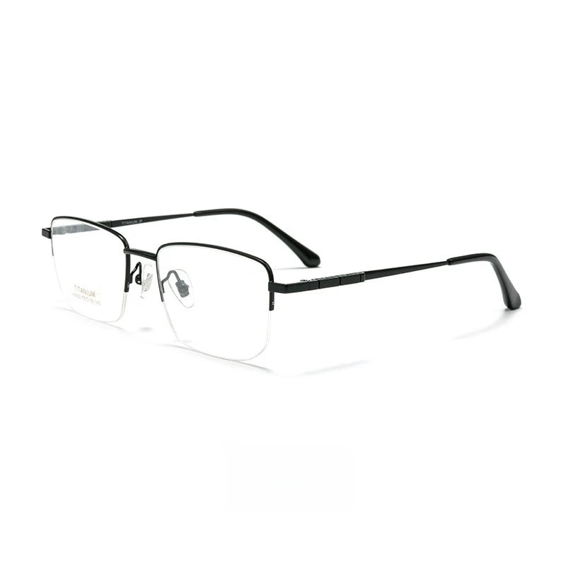 Yimaruili Women's Semi Rim Square Titanium Eyeglasses 69902 Semi Rim Yimaruili Eyeglasses Black