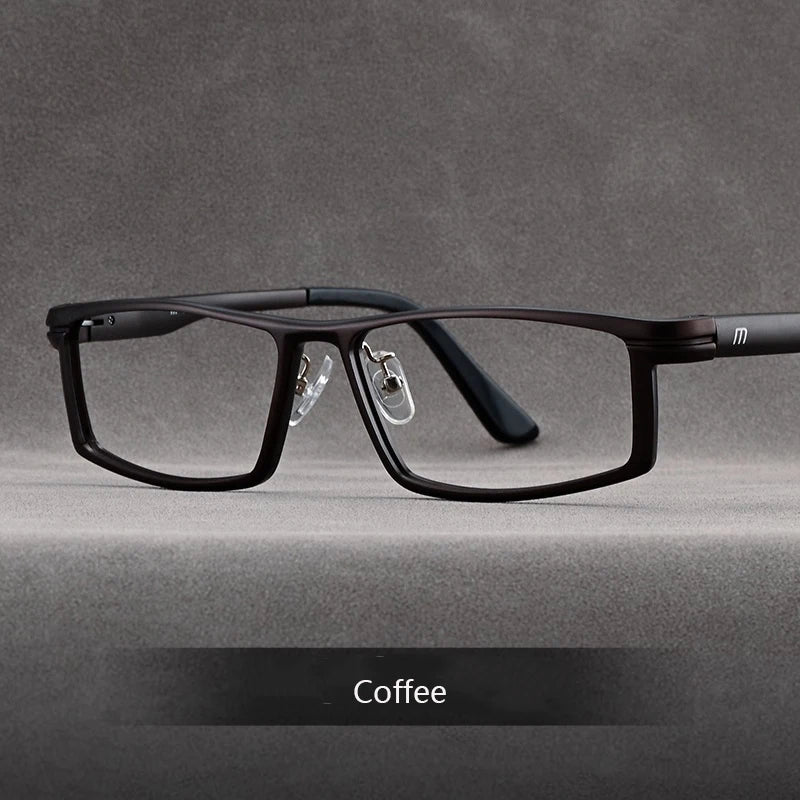 Hdcrafter Men's Full Rim Square Brow Line Titanium Tr 90 Eyeglasses 262701