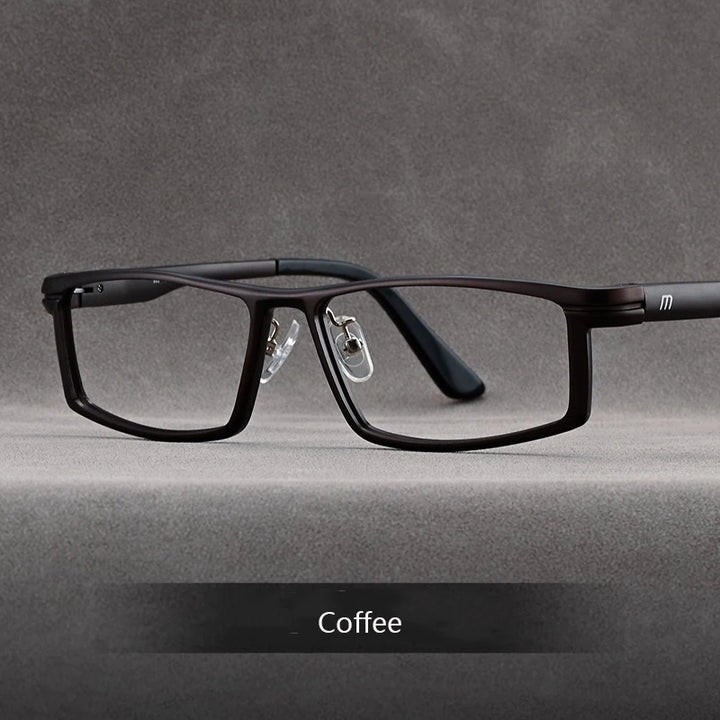 Hdcrafter Men's Full Rim Square Brow Line Titanium Tr 90 Eyeglasses 262701