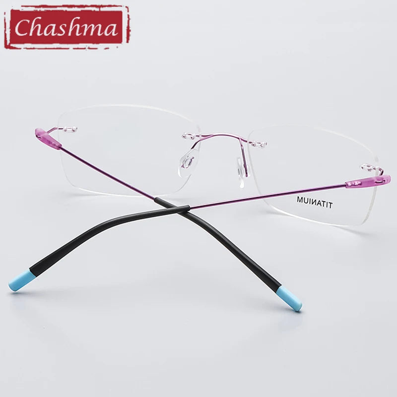 Chashma Unisex Rimless Square Titanium Eyeglasses 44105 Rimless Chashma   