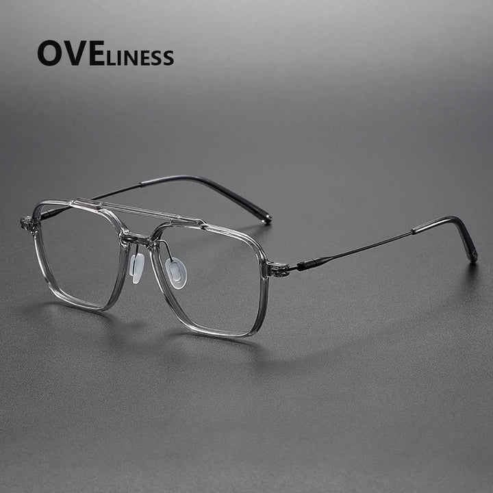 Oveliness Unisex Full Rim Square Double Bridge Acetate Titanium Eyeglasses 88658