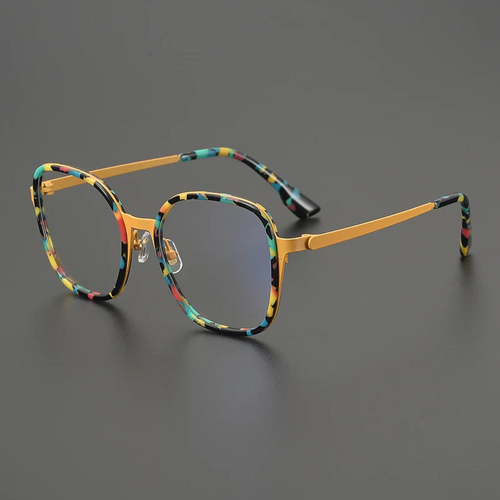 Nobler Unisex Full Rim Big Square Polygon Titanium Eyeglasses 48297