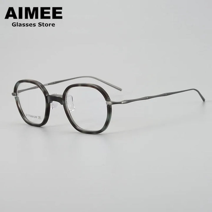 Aimee Unisex Full Rim Oval Square Titanium Acetate Eyeglasses 71311