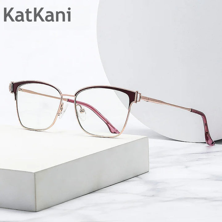 KatKani Women's Full Rim Square Alloy Acetate Eyeglasses Js8612 Full Rim KatKani Eyeglasses GRAY  