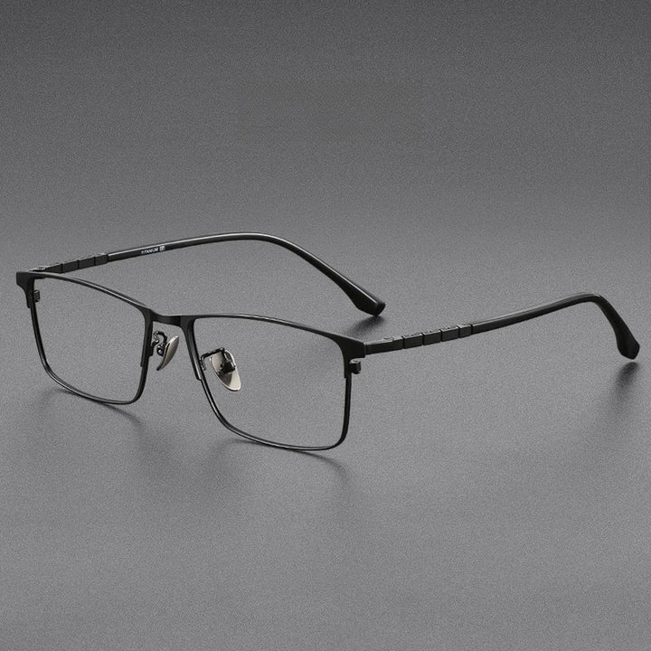 Yimaruili Men's Full Rim Square Titanium Alloy Eyeglasses Y89188 Full Rim Yimaruili Eyeglasses Black  