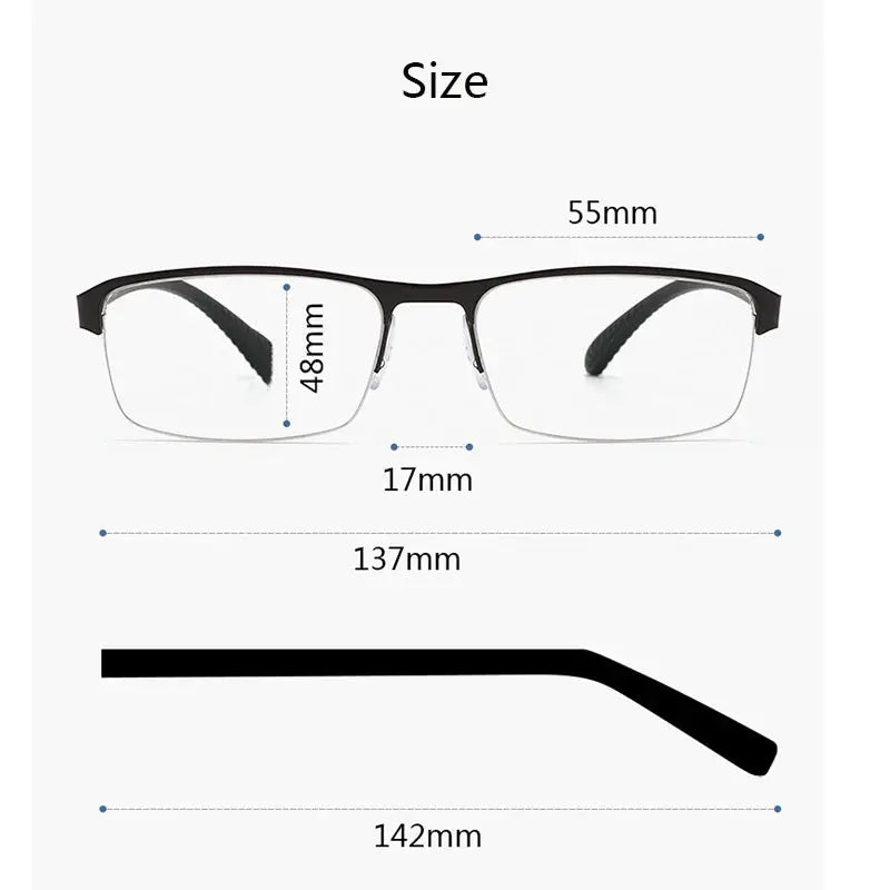 Hdcrafter Women's Semi-Rimless Rectangle Alloy Frames 916500 FuzWeb