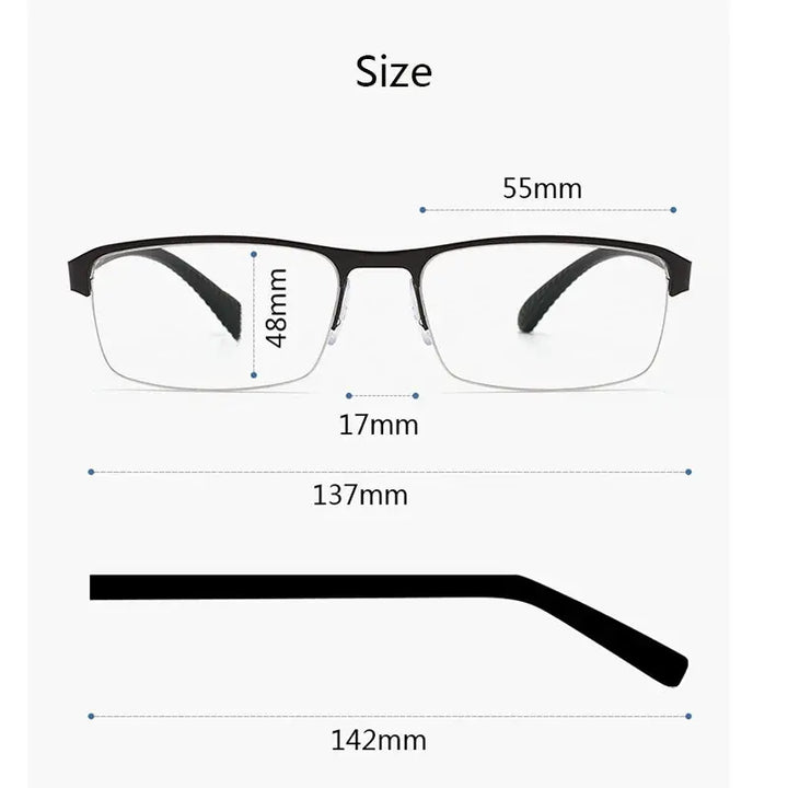 Hdcrafter Womens Semi Rim Rectangle Alloy Frames 916500 — view 2 | Hdcrafter Eyeglasses at FuzWeb