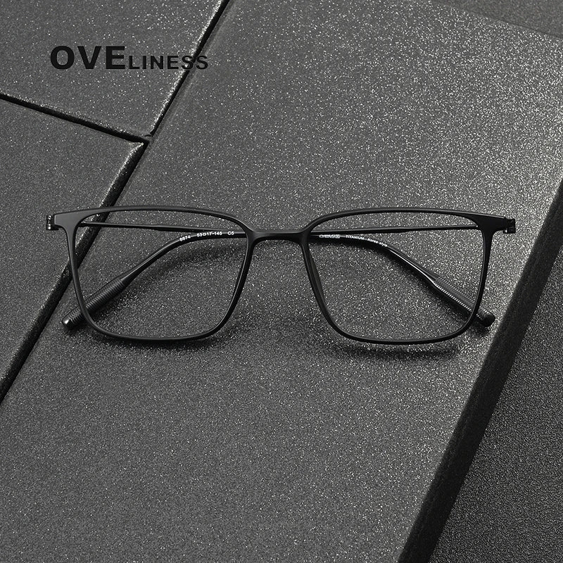 Oveliness Unisex Full Rim Square Acetate Titanium Eyeglasses 8674 Full Rim Oveliness   