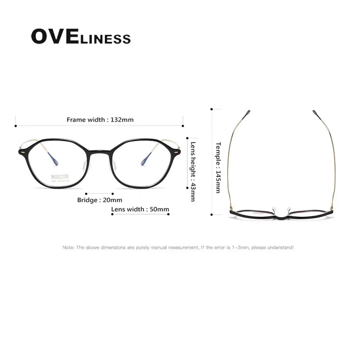 Oveliness Women's Full Rim Oval Square Titanium Acetate Eyeglasses 4651 Full Rim Oveliness   