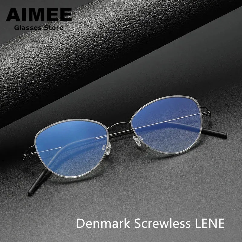 Aimee Unisex Full Rim Oval Screwless Titanium Eyeglasses 12514 Full Rim Aimee   