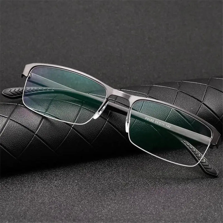 Hdcrafter Womens Semi Rim Rectangle Alloy Frames 916500 — view 1 | Hdcrafter Eyeglasses at FuzWeb