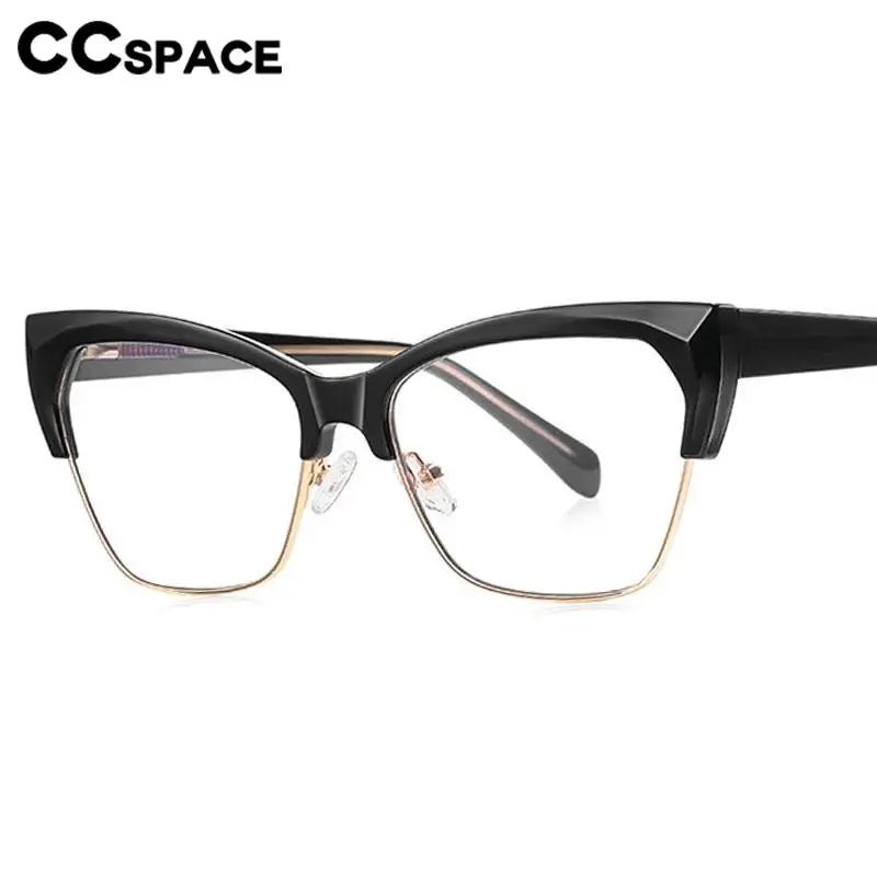 CCspace Unisex Full Rim Square Cat Eye Tr 90 Titanium Eyeglasses 57454 Full Rim CCSpace   