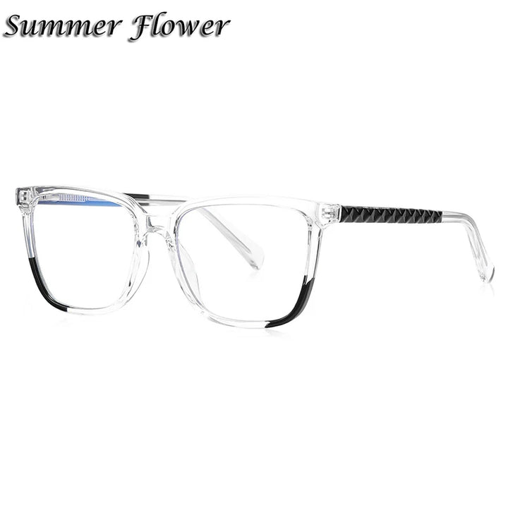 Summer Flower Women's Full Rim Square Tr 90 Titanium Eyeglasses 213544