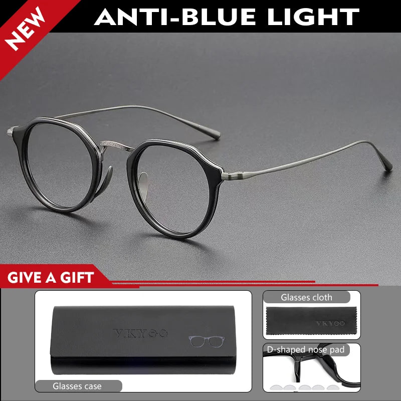Vicky Unisex Full Rim Round Acetate Blue Light Prescription Eyeglasses KMN1113 - view 11