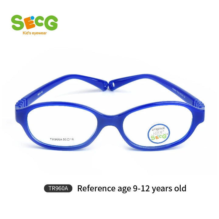 Secg Unisex Children's Full Rim Square Tr 90 Silicone Eyeglasses 8690 Full Rim Secg TR960A TC22 BLUE  