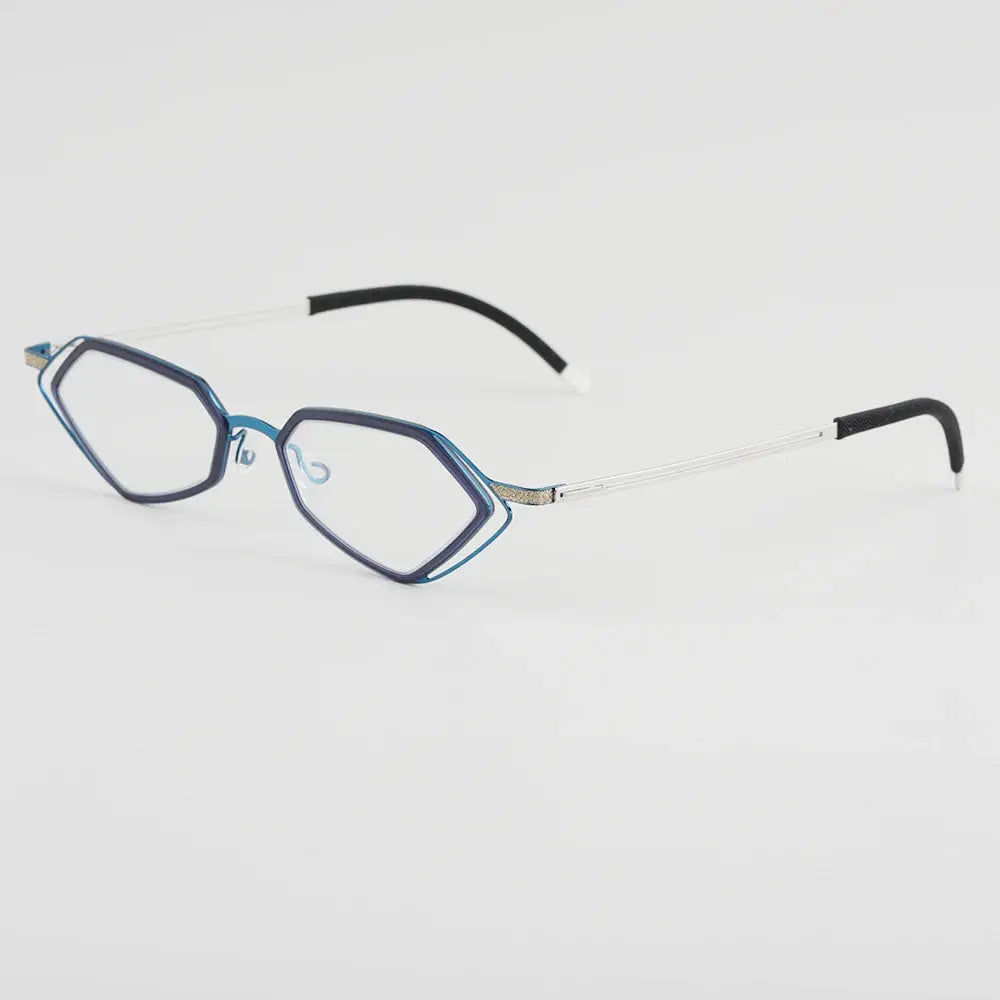 Bobbie 339751 Unisex 140mm Full Rim Polygon Oval Titanium Frames FuzWeb