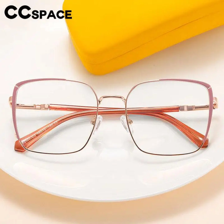 CCSpace Women's Full Rim Oversize Square Alloy Eyeglasses 57184 Full Rim CCspace   