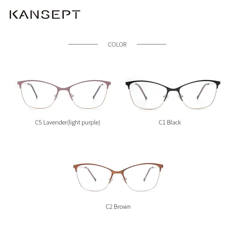 Kansept Women's Full Rim Square Alloy Acetate Reading Glasses 42198 Reading Glasses Kansept   