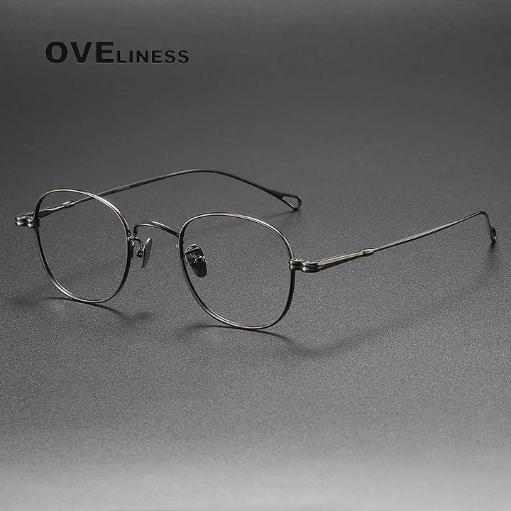 Oveliness Unisex Full Rim Oval  Titanium Eyeglasses Od07 Full Rim Oveliness gun  