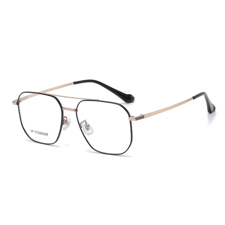 Yimaruili Unisex Full Rim Square Double Bridge Alloy Eyeglasses 98434