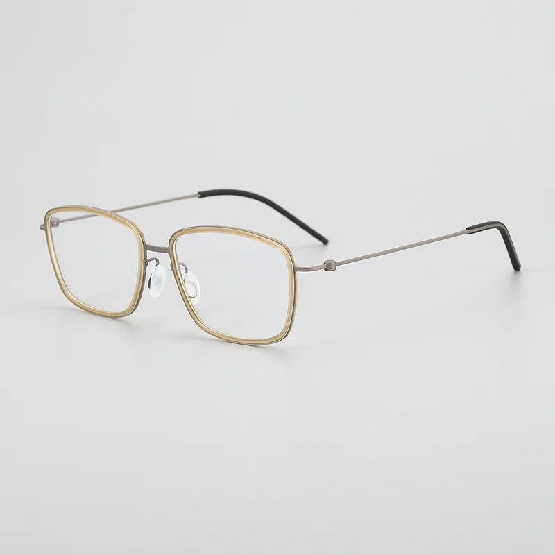 Black Mask Unisex Full Rim Square Acetate Titanium Eyeglasses 15803