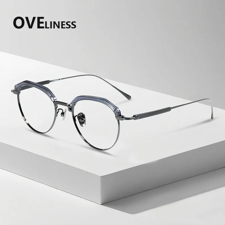 Oveliness Women's Full Rim Flat Top Oval Titanium Acetate Eyeglasses 739903