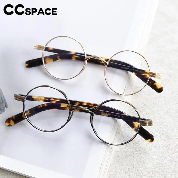 CCspace Unisex Full Rim Round Alloy Reading Glasses R57517 Reading Glasses CCSpace   