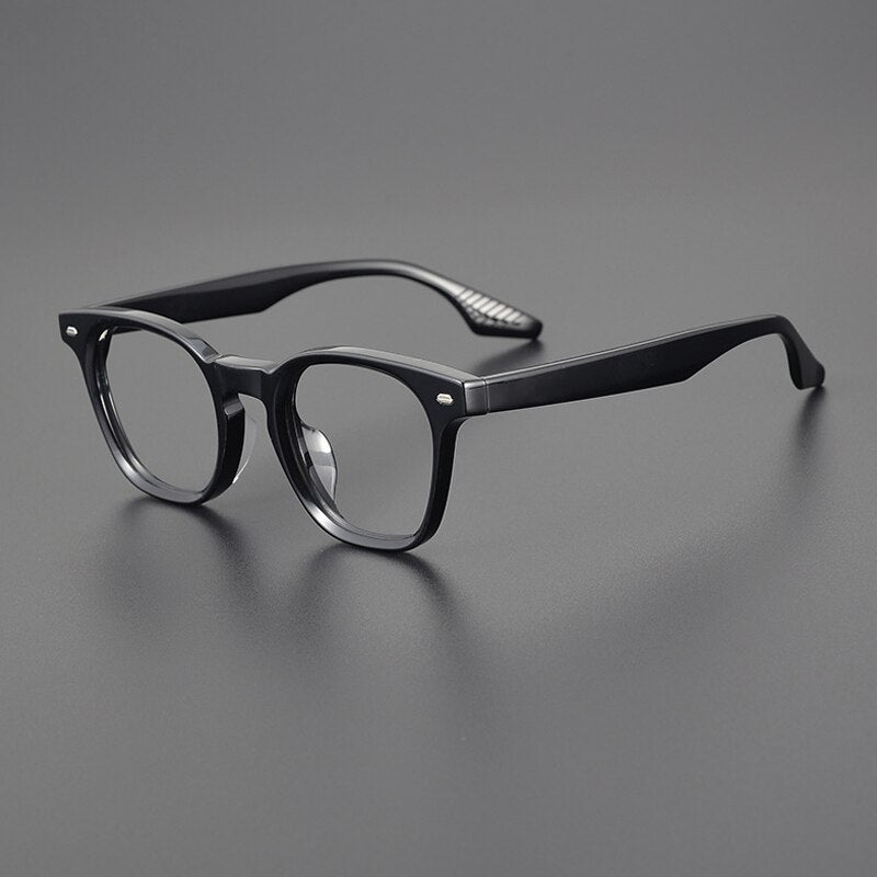 Gatenac Unisex Full Rim Square Acetate Eyeglasses Gxyj1102 Full Rim Gatenac Black  