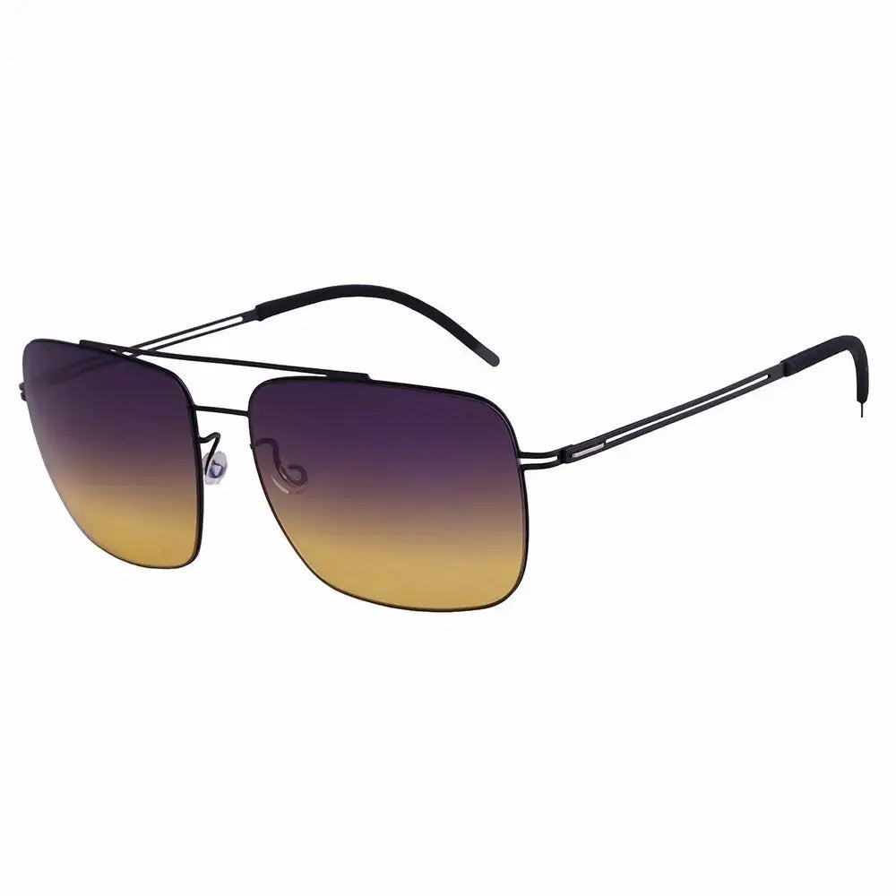 Aimee Women's Full Rim Square Double Bridge Titanium Sunglasses 482001 FuzWeb