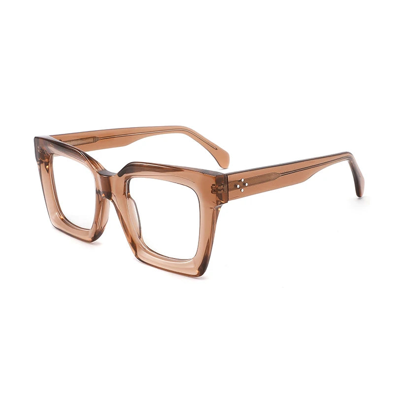 Gatenac Unisex Full Rim Square Thick Acetate Eyeglasses Gxyj156 Full Rim Gatenac Brown